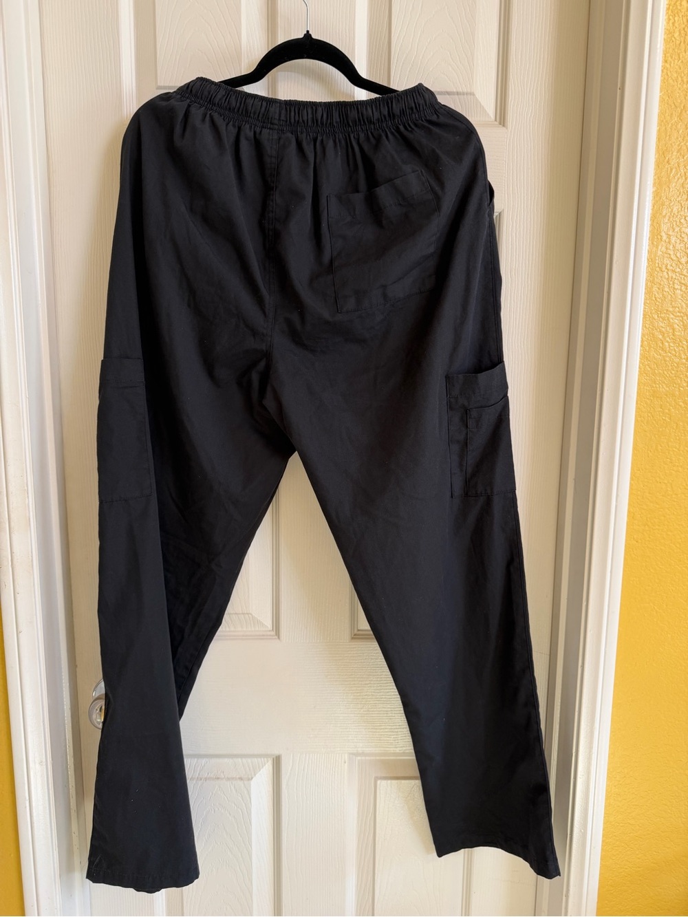 Universal Black Elastic-Waist Medical Scrub  Pants